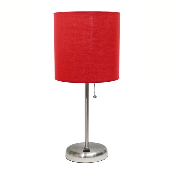 Lampe bâton avec port de charge USB et abat-jour en tissu LimeLights, 19,5 po, rouge