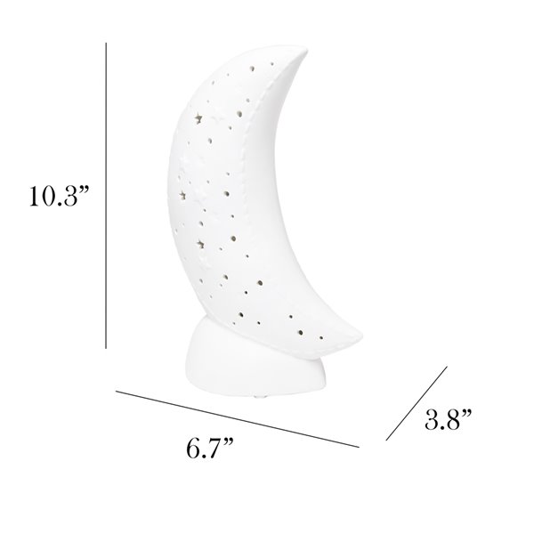 Simple Designs Porcelain Moon Shaped Table Lamp - 10.15-in - White