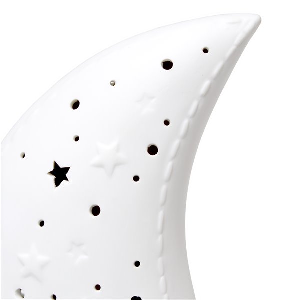 Simple Designs Porcelain Moon Shaped Table Lamp - 10.15-in - White