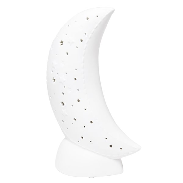 Simple Designs Porcelain Moon Shaped Table Lamp - 10.15-in - White