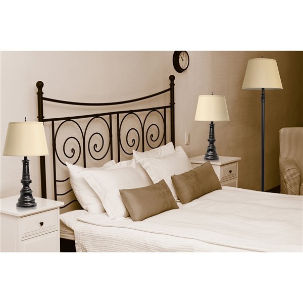 Ensemble stylé traditionnel de 3 lampes Elegant Designs, 1 lampe sur pied et 2 lampes de table, abat-jour brun, bronze