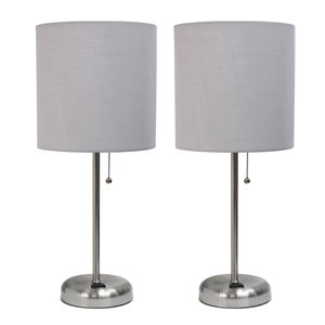 Ensemble moderne/contemporain de 2 lampes LimeLights, 2 lampes de table, abat-jour gris, acier