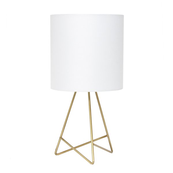 Simple Designs Down to the Wire Table Lamp with Fabric Shade - 13.5-in - Gold and White