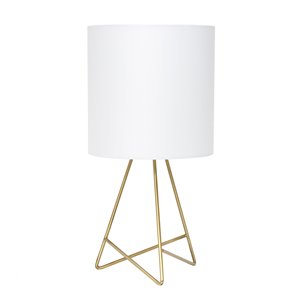 Simple Designs Down to the Wire Table Lamp with Fabric Shade - 13.5-in - Gold and White