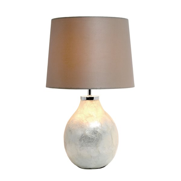 Simple Designs Table Lamp with Fabric Shade - 18-in - Pearl