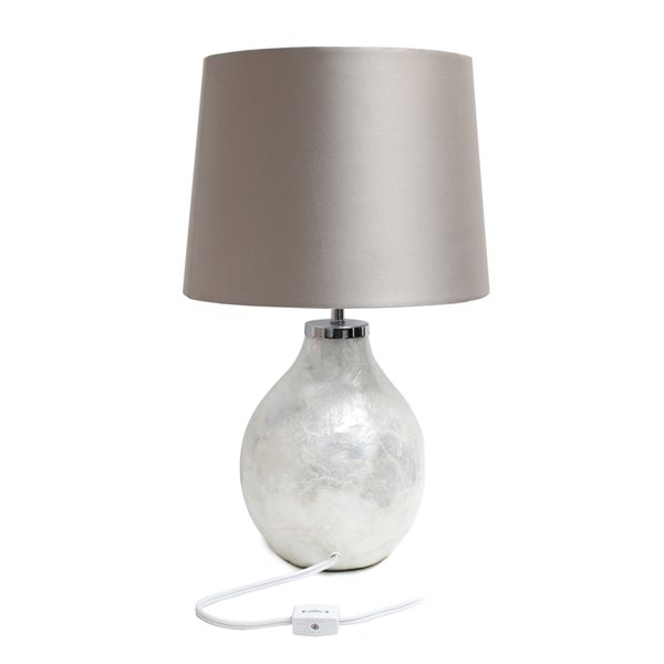 Simple Designs Table Lamp with Fabric Shade - 18-in - Pearl