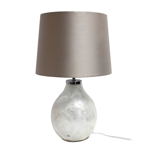 Simple Designs Table Lamp with Fabric Shade - 18-in - Pearl
