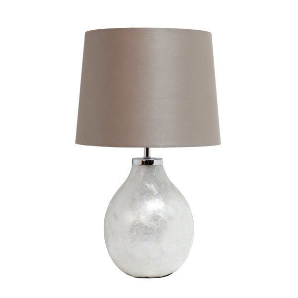 Simple Designs Table Lamp with Fabric Shade - 18-in - Pearl