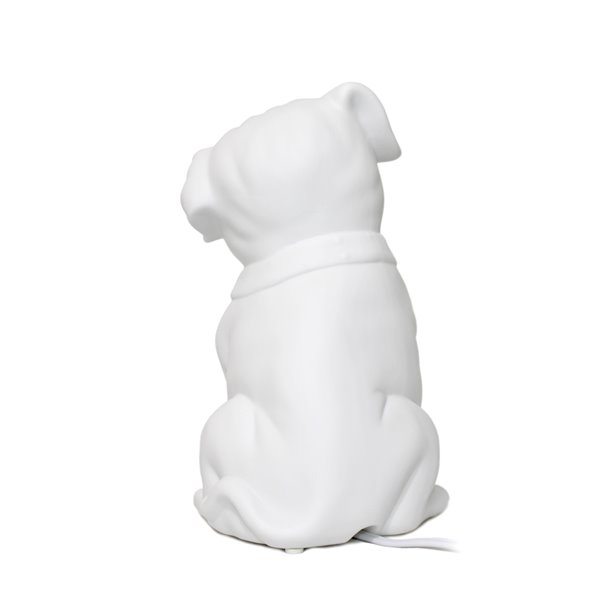 Lampe de table en forme de chiot, porcelaine Simple Designs, 10,62 po, blanche