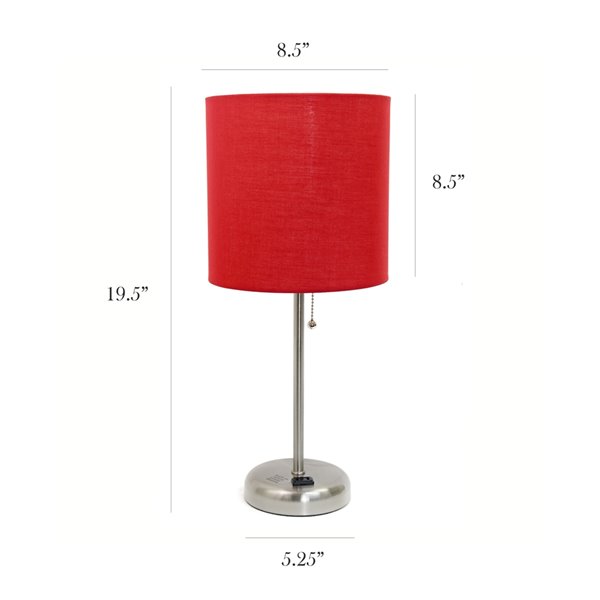 LimeLights 2-Piece Modern/Contemporary Standard Lamp Set with Red Shades (2 Table Lamps) - Steel Fixtures