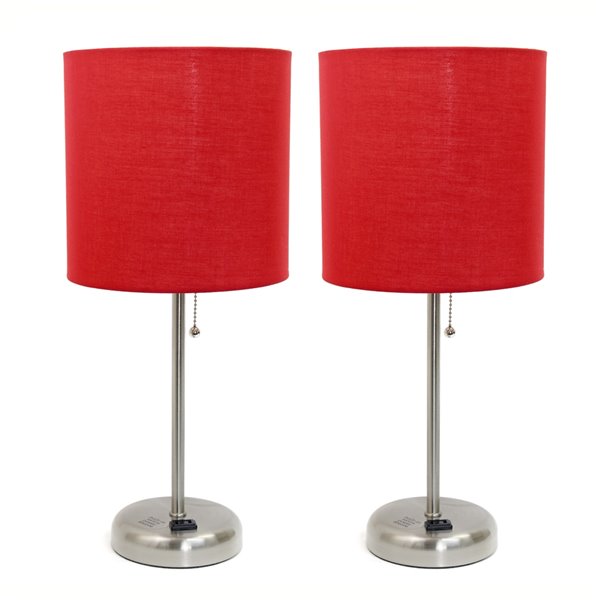 LimeLights 2-Piece Modern/Contemporary Standard Lamp Set with Red Shades (2 Table Lamps) - Steel Fixtures