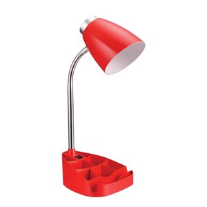 Lampe de bureau col de cygne LimeLights avec support de livre pour tablette iPad, rouge