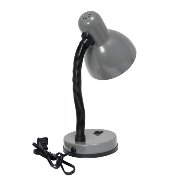 Simple Designs Basic Metal Desk Lamp with Flexible Hose Neck - Gray