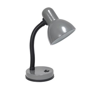 Lampe de bureau en métal de base avec col flexible Simple Designs, gris