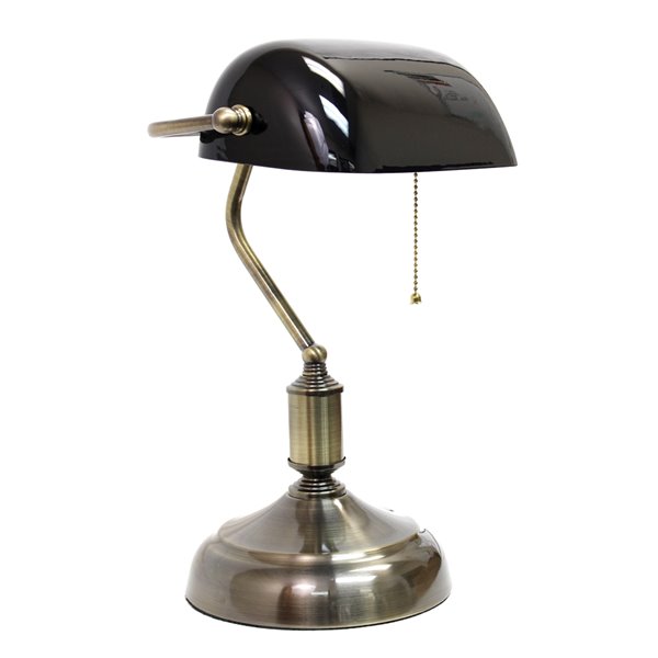 Lampe de bureau style banquier avec abat-jour en verre Simple