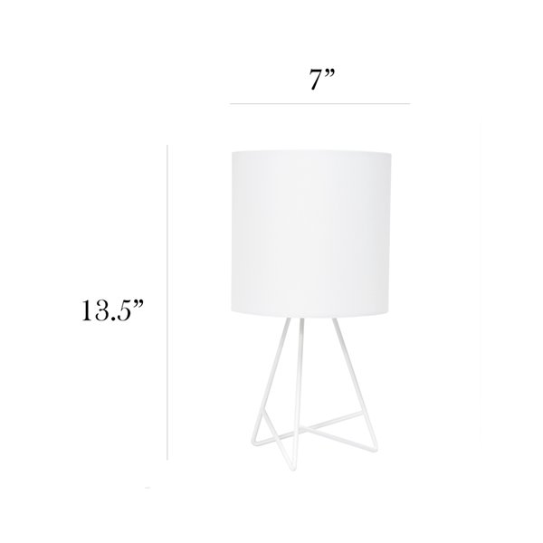 Simple Designs Down to the Wire Table Lamp with Fabric Shade - 13.5-in - White