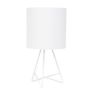 Simple Designs Down to the Wire Table Lamp with Fabric Shade - 13.5-in - White