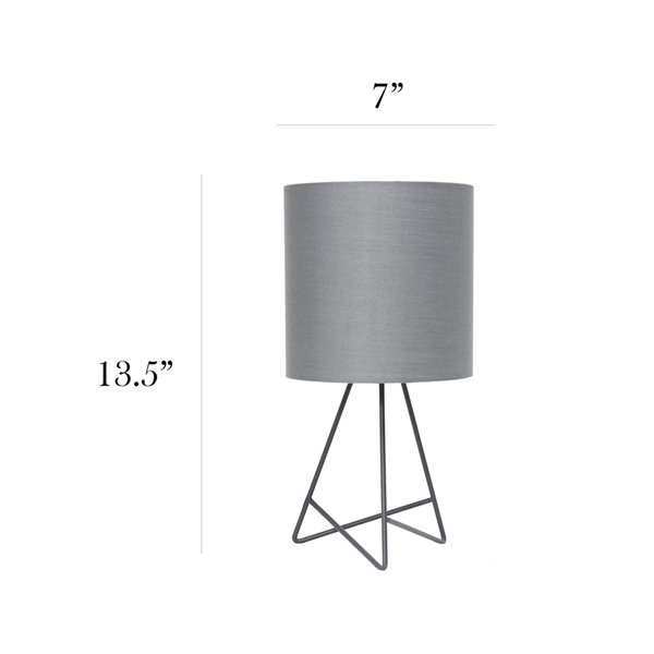 Simple Designs Down to the Wire Table Lamp with Fabric Shade - 13.5-in - Gray