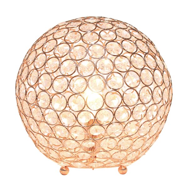 Elegant Designs Crystal Ball Sequin Table Lamp - 10-in - Rose Gold