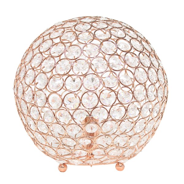 Elegant Designs Crystal Ball Sequin Table Lamp - 10-in - Rose Gold