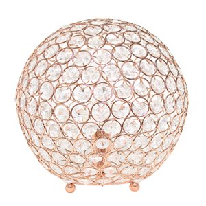 Elegant Designs Crystal Ball Sequin Table Lamp - 10-in - Rose Gold