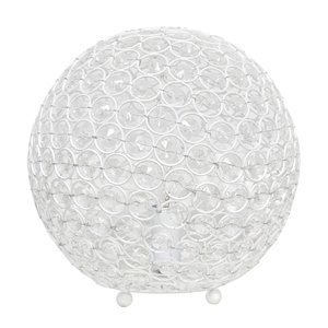 Elegant Designs Crystal Ball Sequin Table Lamp - 10-in - White