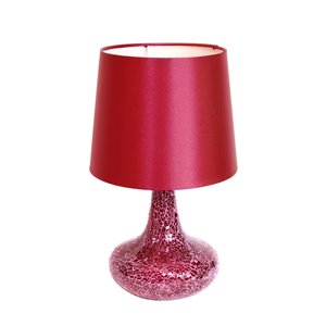 Lampe de table en verre carrelé mosaïque avec abat-jour en tissu Simple Designs, 14,17 po, rouge