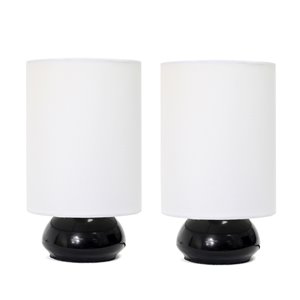 Ensemble chic moderne/contemporain de 2 lampes Simple Designs, 2 lampes de table, abat-jour blanc, noir