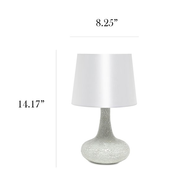 Lampe de table en verre carrelé mosaïque avec abat-jour en tissu Simple Designs, 14,17 po, blanche