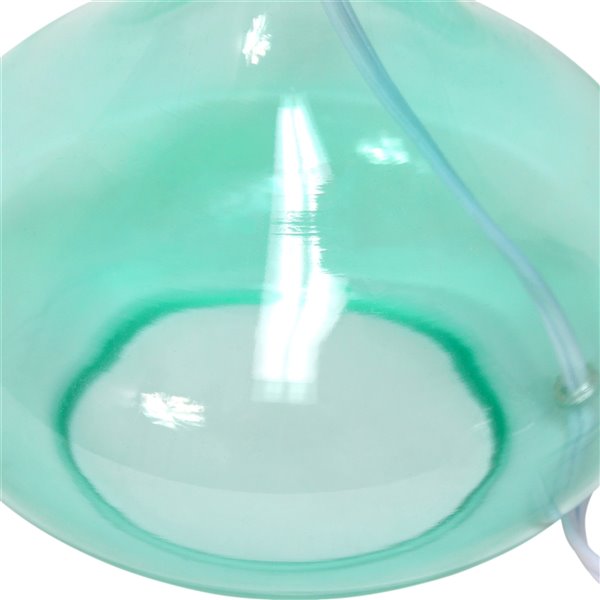 Simple Designs Glass Raindrop Table Lamp with Fabric Shade - 13.5-in - Aqua and White