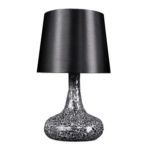 Lampe de table en verre carrelé mosaïque avec abat-jour en tissu Simple Designs, 14,17 po, noire