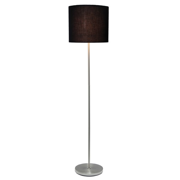 Simple Designs Brushed NIckel Drum Shade Floor Lamp - 58-in - Black