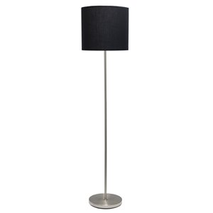 Simple Designs Brushed NIckel Drum Shade Floor Lamp - 58-in - Black