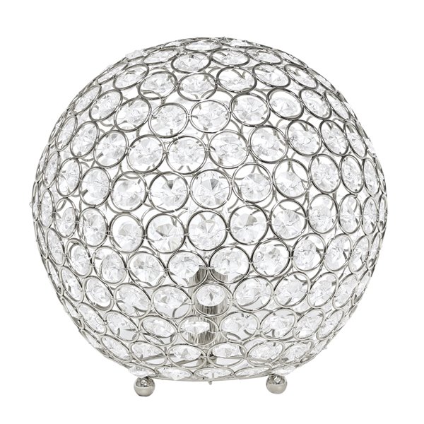 Elegant Designs Crystal Ball Sequin Table Lamp - 10-in - Chrome