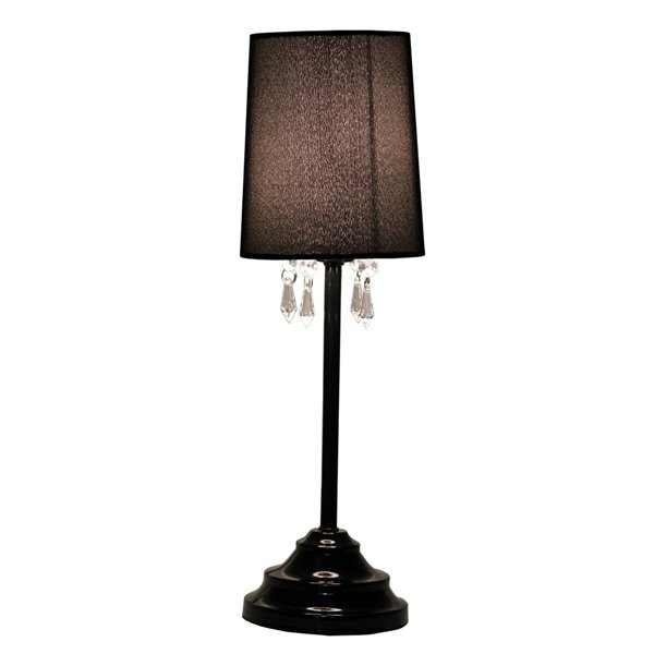 Simple Designs Table Lamp with Fabric Shade and Hanging Acrylic Beads - 16.62-in - Black