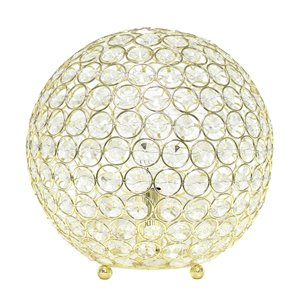 Lampe de table à paillettes en forme de boule de cristal Elegant Designs, 10 po, dorée