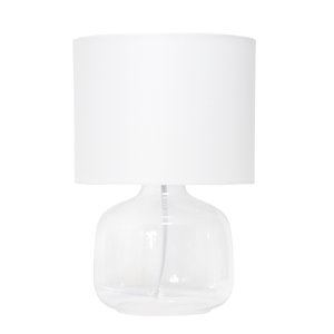 Lampe de table en verre Simple Designs, 13 po, transparente et blanche