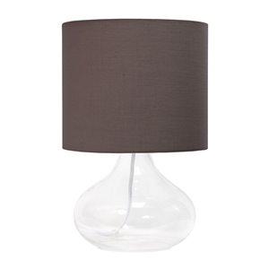 Lampe de table goutte de pluie en verre Simple Designs, 13,5 po, transparente et grise