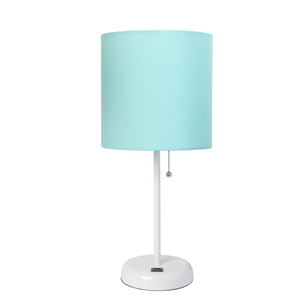 LimeLights Stick Lamp with USB Charging Port and Fabric Shade - 19.5-in ...