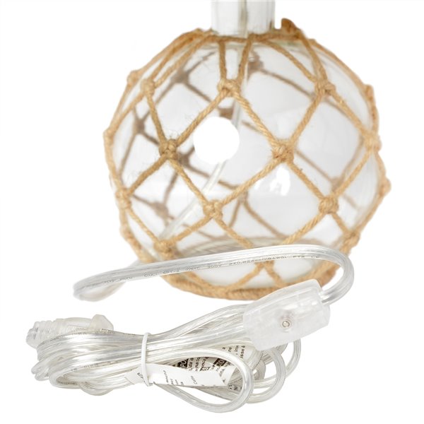 Elegant Designs Buoy Netted Table Lamp - 15.25-in - Clear Glass and Burlap