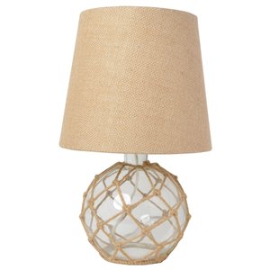 Elegant Designs Buoy Netted Table Lamp - 15.25-in - Clear Glass and Burlap