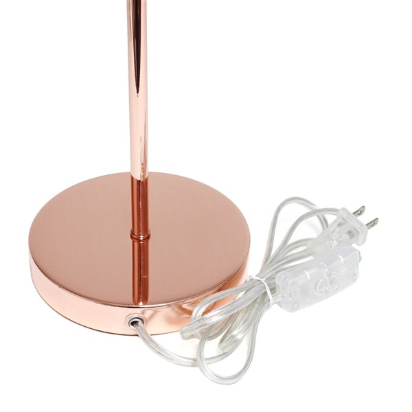 Simple Designs Stick Lamp with Fabric Shade - 22.4-in - Rose Gold Base and White Shade