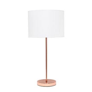 Simple Designs Stick Lamp with Fabric Shade - 22.4-in - Rose Gold Base and White Shade