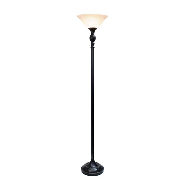 Elegant Designs 1-Light Restoration Bronze Floor Lamp with White Marbelized Glass Shade - 71-in