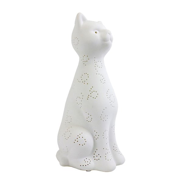 Simple Designs Porcelain Kitty Cat Shaped Animal Light Table Lamp - 12.2-in - White