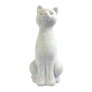 Simple Designs Porcelain Kitty Cat Shaped Animal Light Table Lamp - 12.2-in - White