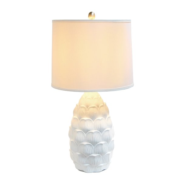 Elegant Designs Resin Table Lamp with Fabric Shade - 28-in - White