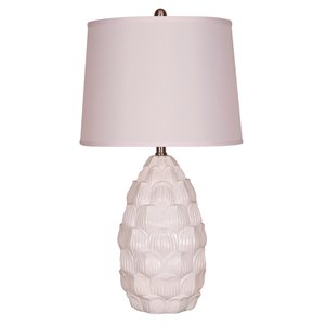 Elegant Designs Resin Table Lamp with Fabric Shade - 28-in - White