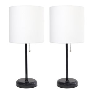 Ensemble moderne/contemporain de 2 lampes LimeLights, 2 lampes de table, abat-jour blanc, noir