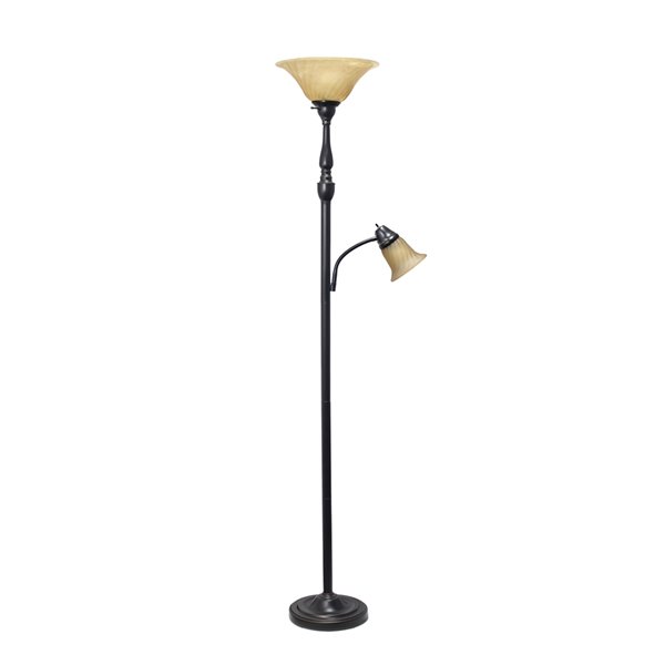 Bronze floor lamp with deals glass shade